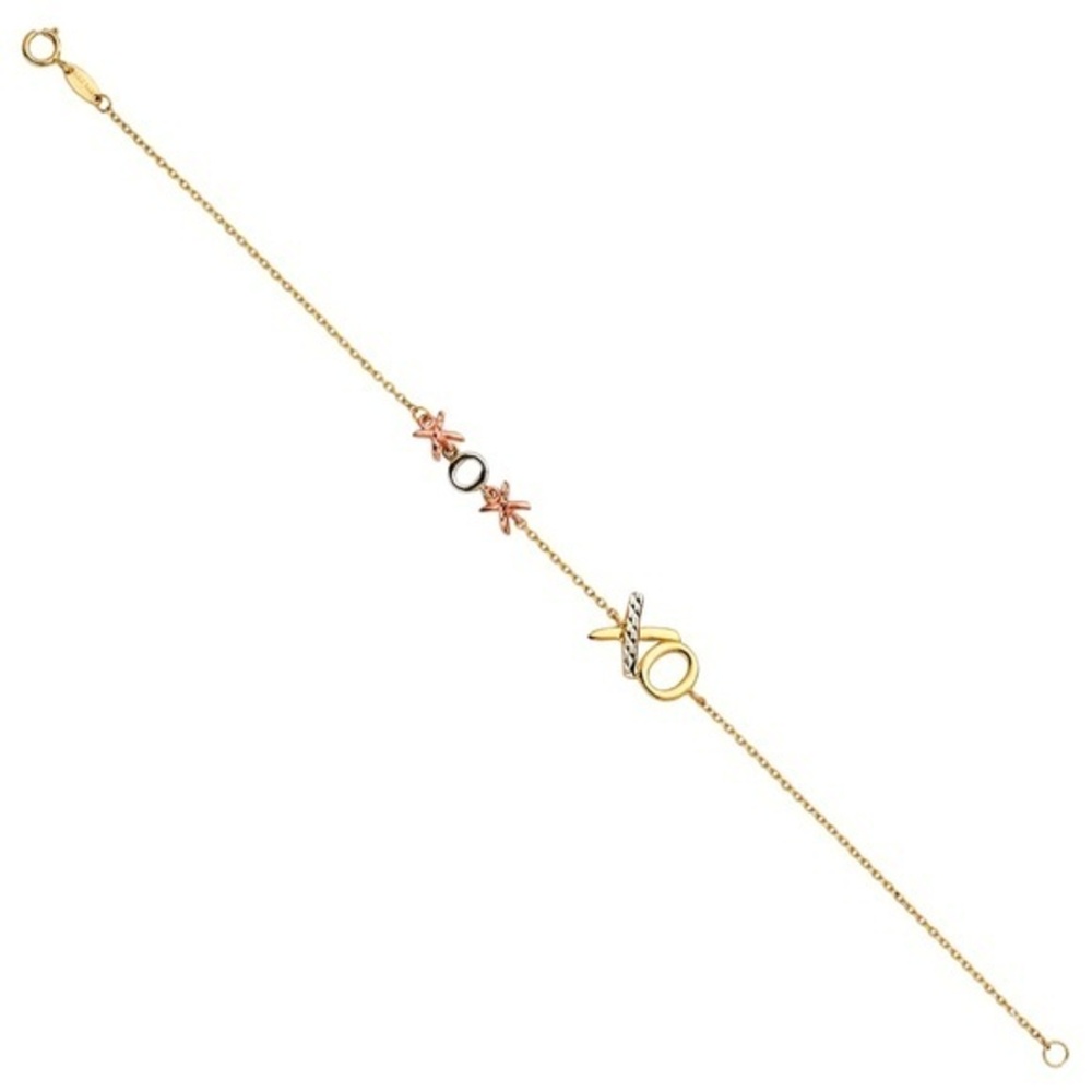 Dainty 14k Gold XO Love Bracelet 8 inches